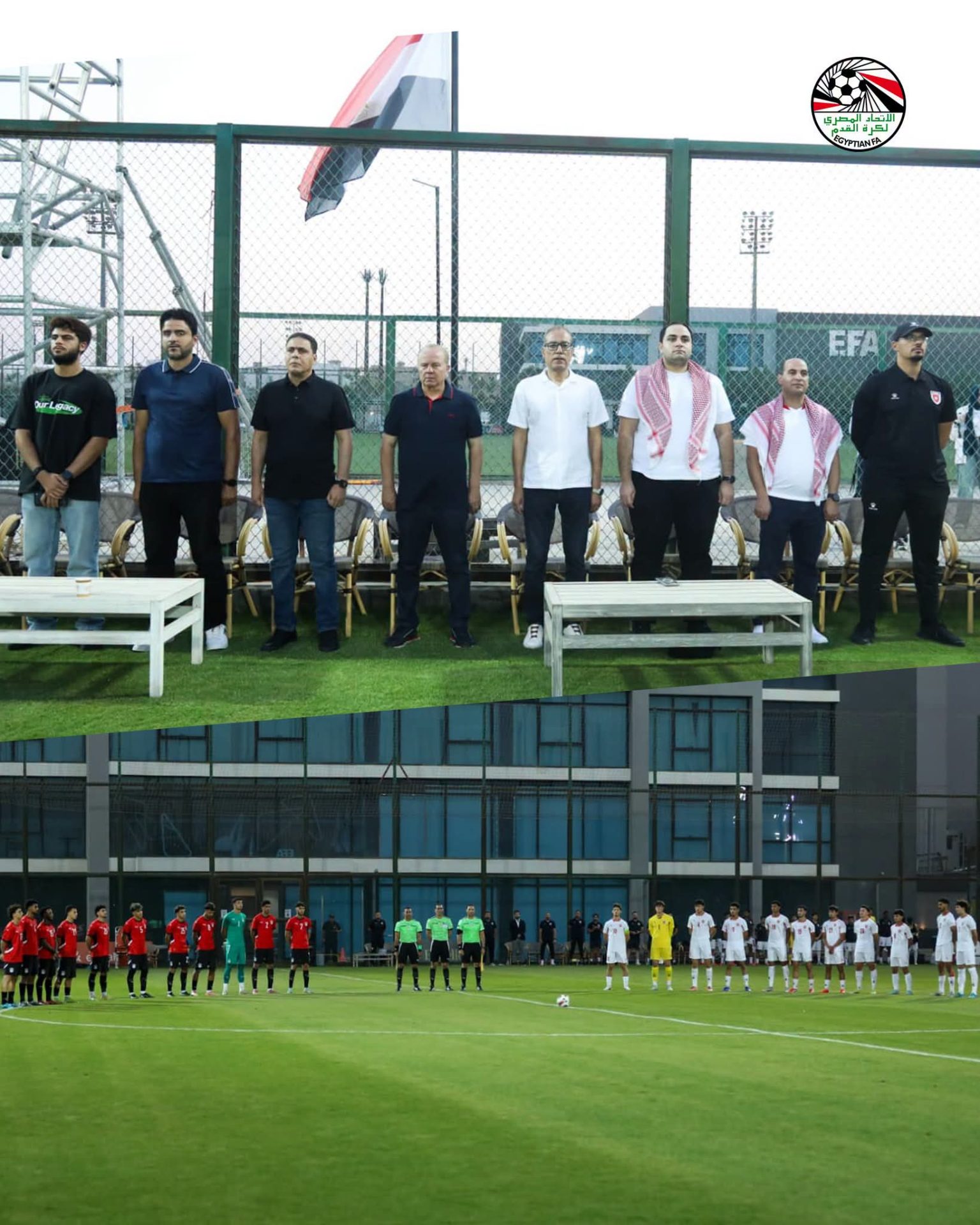 دقيقة حداد على روح اللواء يوسف الدهشوري قبل ودية منتخب شباب مصر والأردن